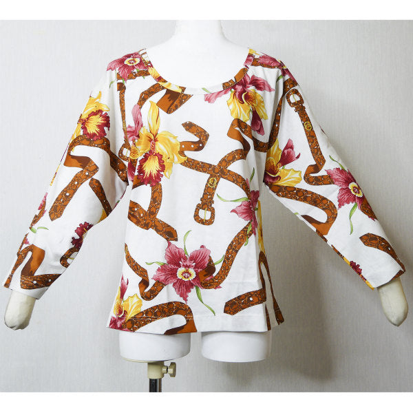 OLD Gucci フローラ＆ベルト柄コットンカットソー（白系）