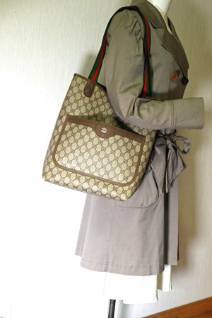 OLD Gucci 定番トートバッグ（茶・ミニ）