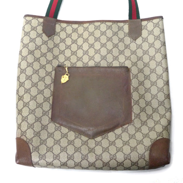OLD Gucci レザーポケット トートバッグ（茶）