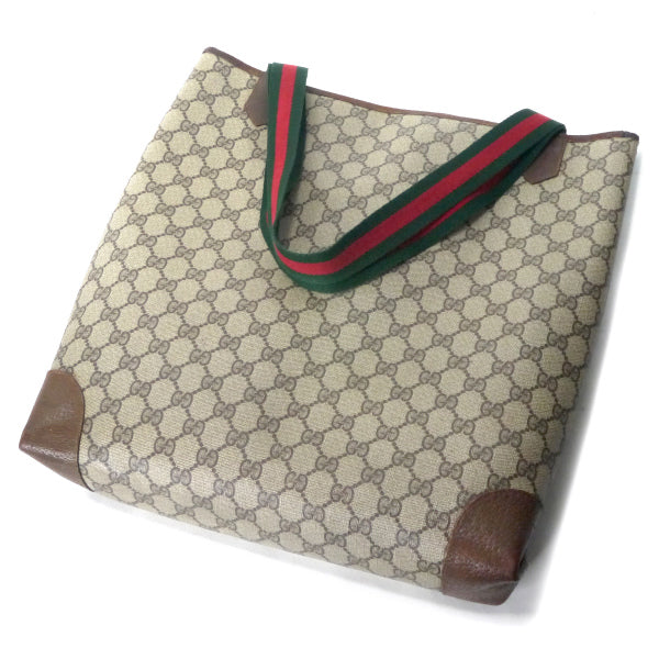 OLD Gucci レザーポケット トートバッグ（茶）