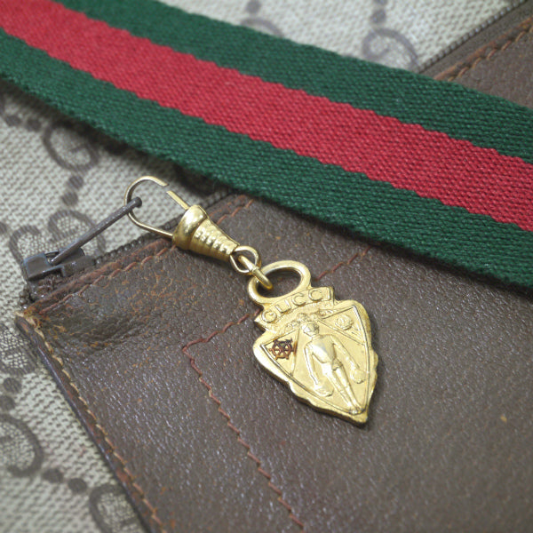 OLD Gucci レザーポケット トートバッグ（茶）