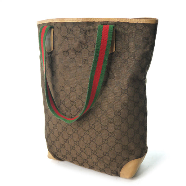 OLD Gucci ポケット付GGキャンバス トートバッグ（茶）