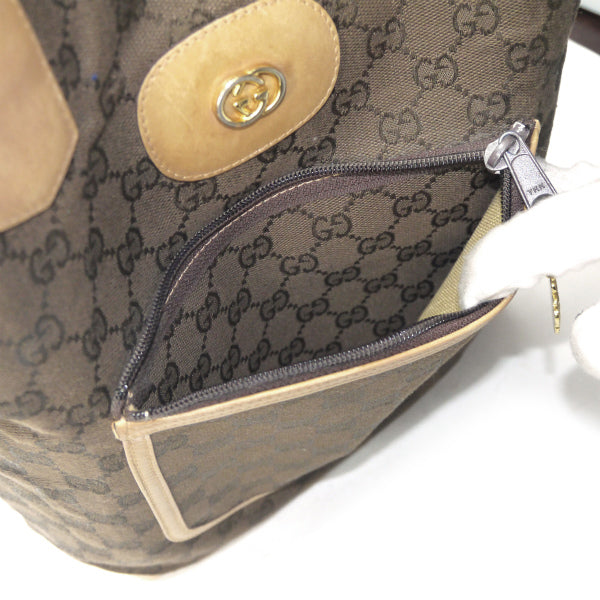 OLD Gucci ポケット付GGキャンバス トートバッグ（茶）