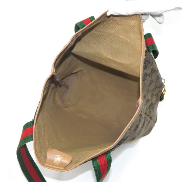 OLD Gucci ポケット付GGキャンバス トートバッグ（茶）