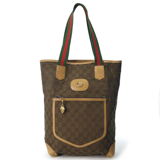 OLD Gucci ポケット付GGキャンバス トートバッグ（茶）