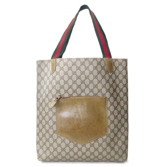 OLD Gucci ＜訳あり＞革ポケット トートバッグ（茶）