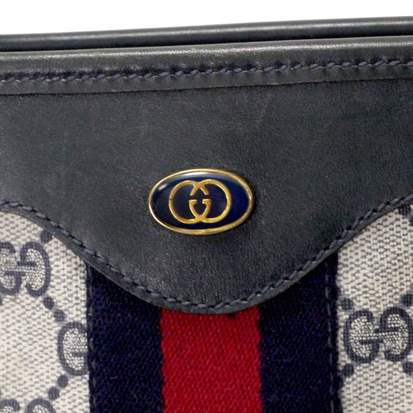 OLD Gucci　レア!!GG柄シェリー大型トートハンドバッグ（青）