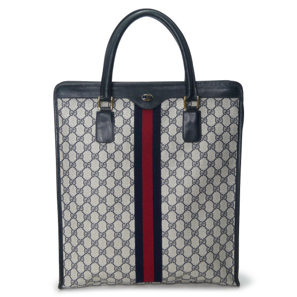 OLD Gucci　レア!!GG柄シェリー大型トートハンドバッグ（青）
