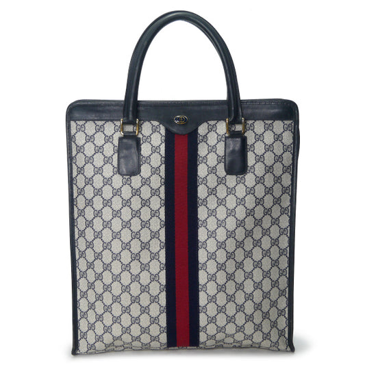 OLD Gucci　レア!!GG柄シェリー大型トートハンドバッグ（青）