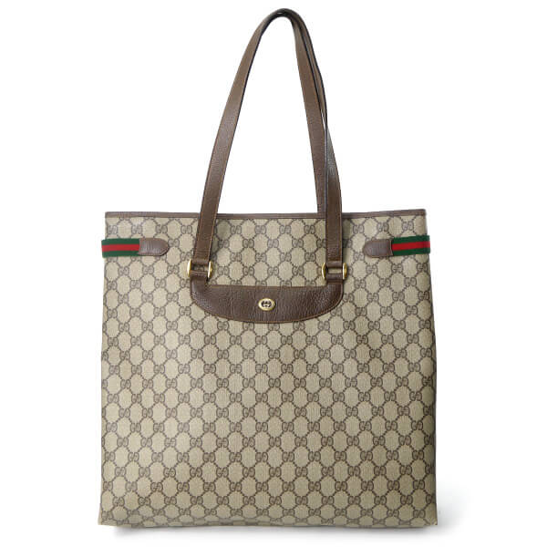 OLD Gucci サイドシェリー トートバッグ(茶)