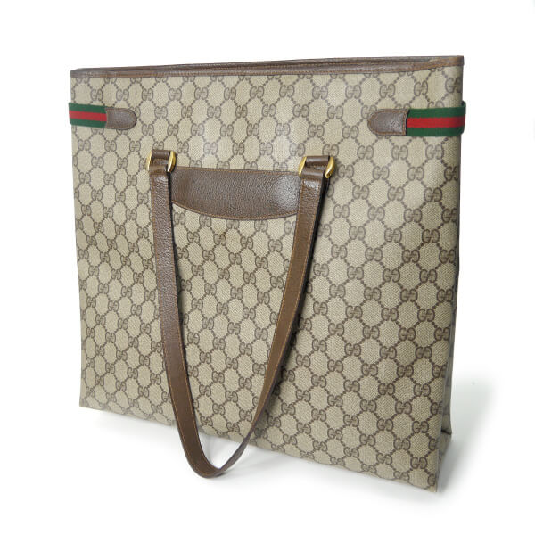 OLD Gucci サイドシェリー トートバッグ(茶)