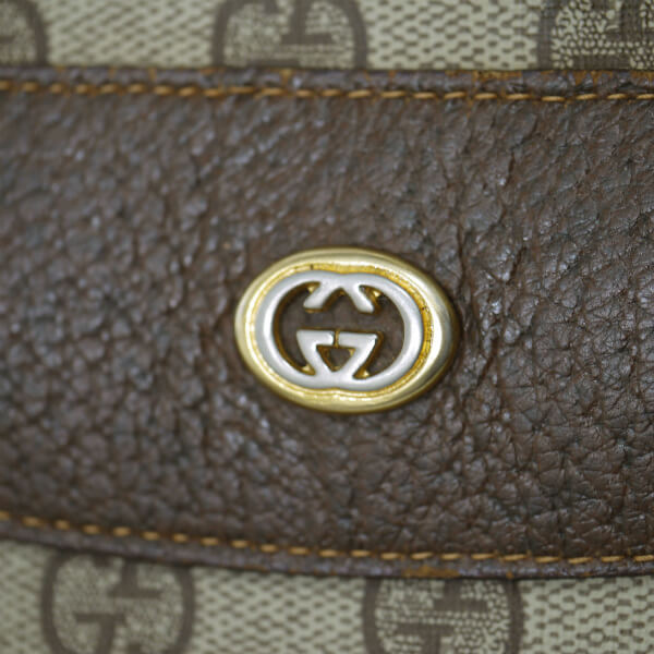 OLD Gucci サイドシェリー トートバッグ(茶)