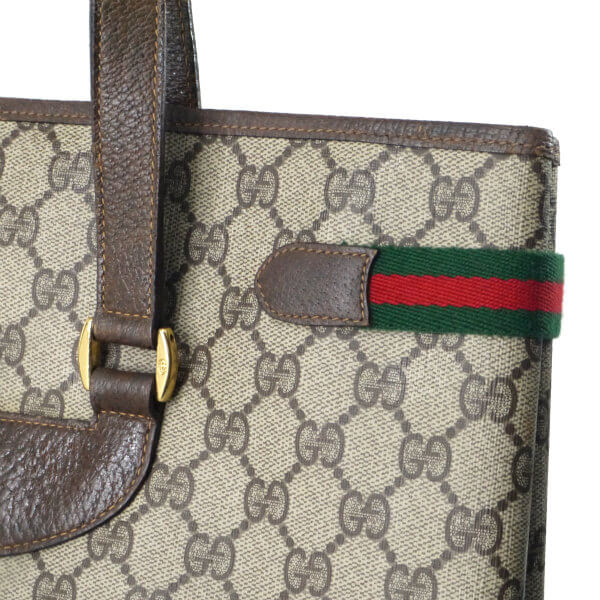 OLD Gucci サイドシェリー トートバッグ(茶)