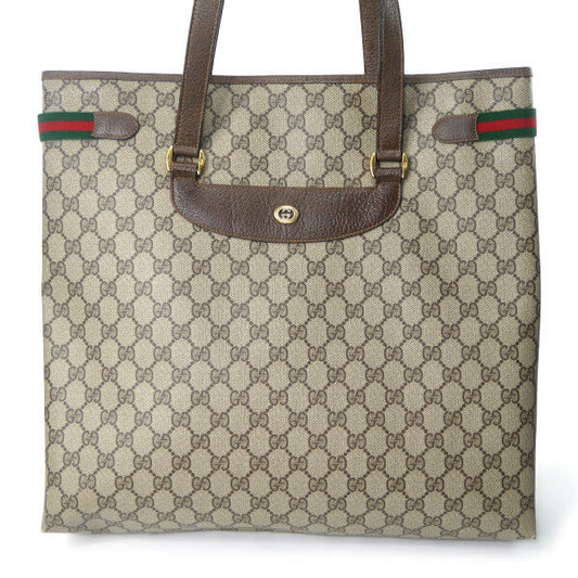 OLD Gucci サイドシェリー トートバッグ(茶)