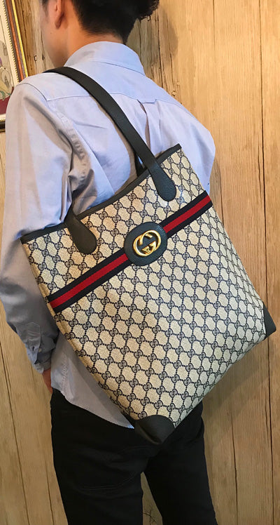 OLD Gucci 　GGエンブレム トートバッグ（青）