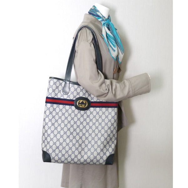 OLD Gucci 　GGエンブレム トートバッグ（青）