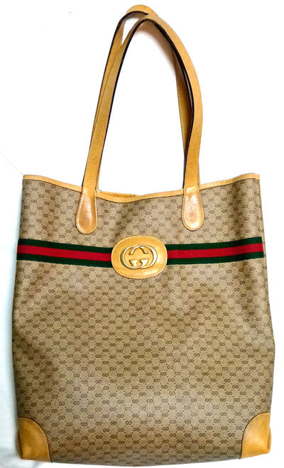OLD Gucci マイクロGGトートバッグ（キャメル）