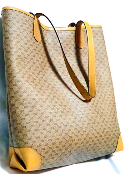 OLD Gucci マイクロGGトートバッグ（キャメル）