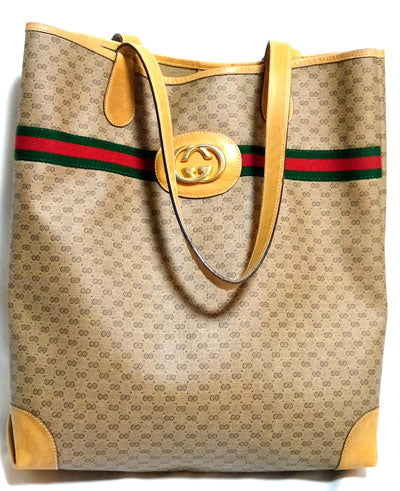 OLD Gucci マイクロGGトートバッグ（キャメル）