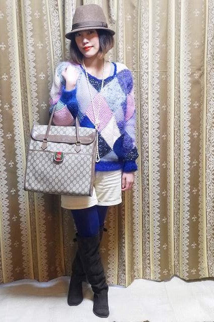 OLD Gucci　茶ポーチ付きトート