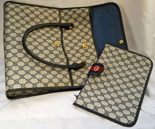 OLD Gucci　青ポーチ付きトート