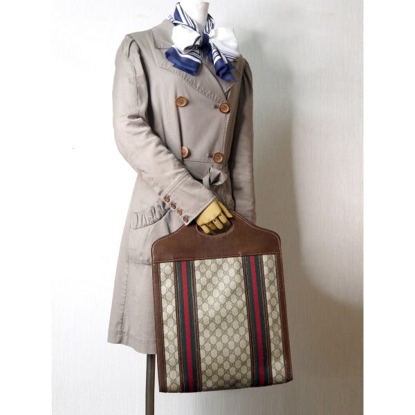 OLD Gucci　激レア!!Wシェリートートバッグ（茶）