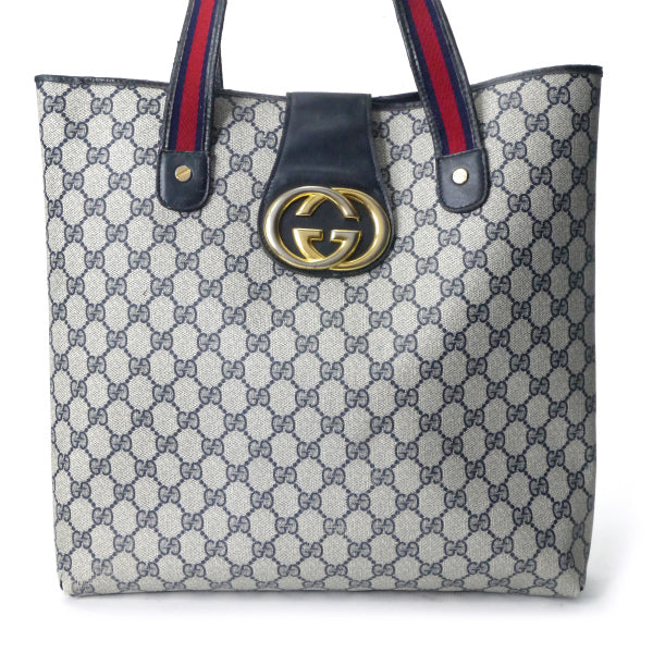 OLD Gucci 　GGベロ付き トートバッグ（青）