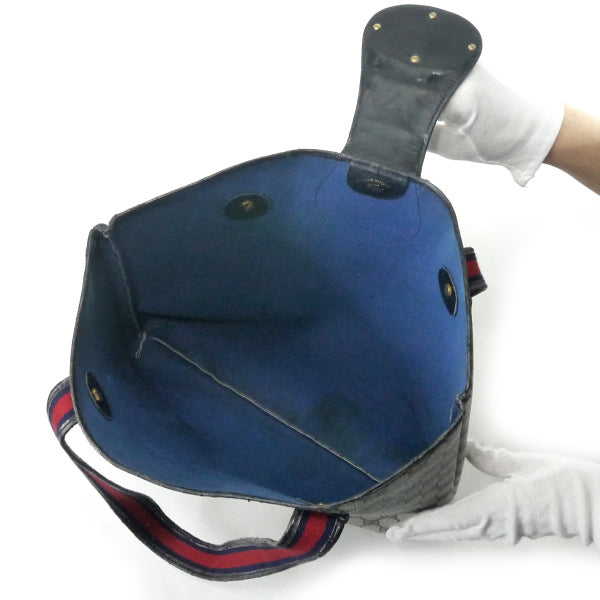 OLD Gucci 　GGベロ付き トートバッグ（青）