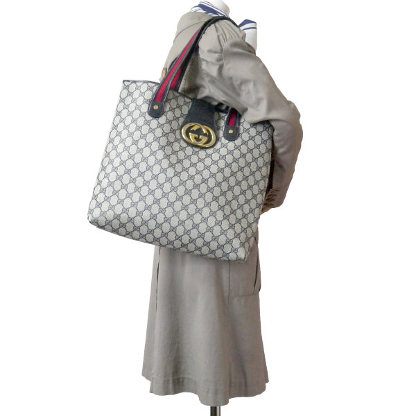 OLD Gucci 　GGベロ付き トートバッグ（青）