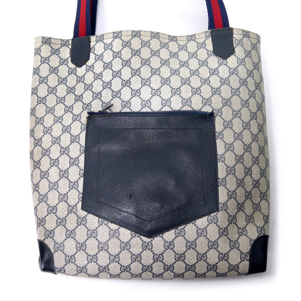 OLD Gucci　レザーポケット トートバッグ（青）