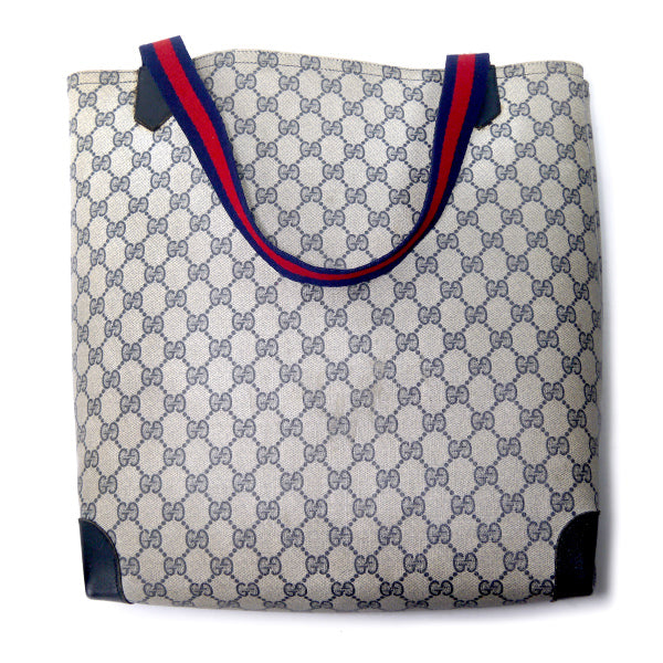 OLD Gucci　レザーポケット トートバッグ（青）