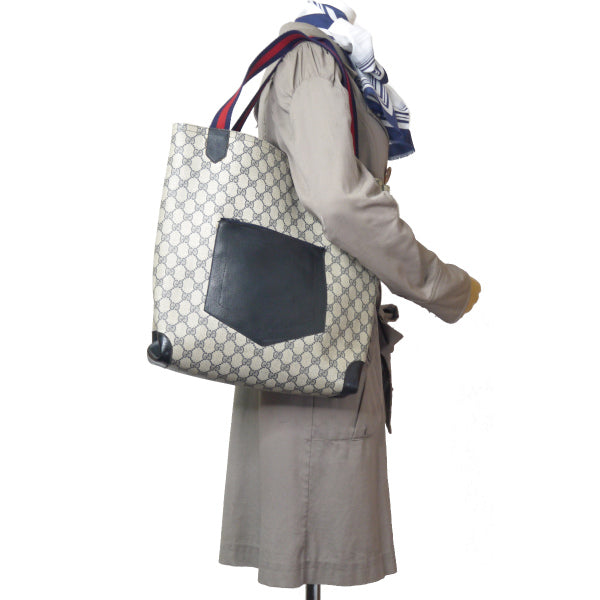OLD Gucci　レザーポケット トートバッグ（青）