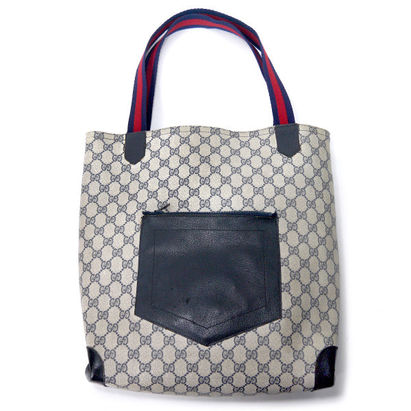 OLD Gucci　レザーポケット トートバッグ（青）