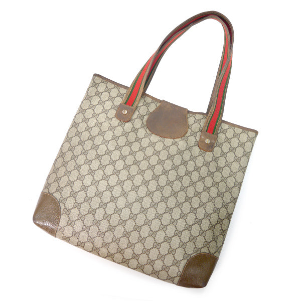 OLD Gucci 　GGエンブレム スクエアトートバッグ（茶）