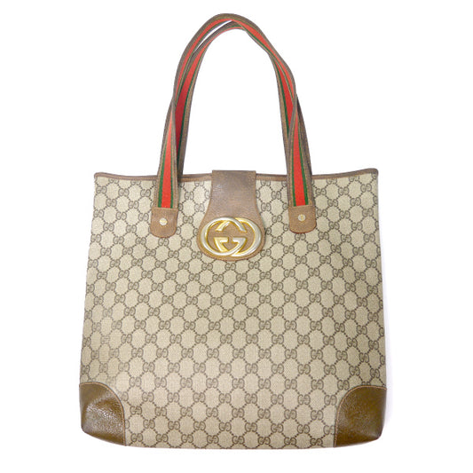 OLD Gucci 　GGエンブレム スクエアトートバッグ（茶）