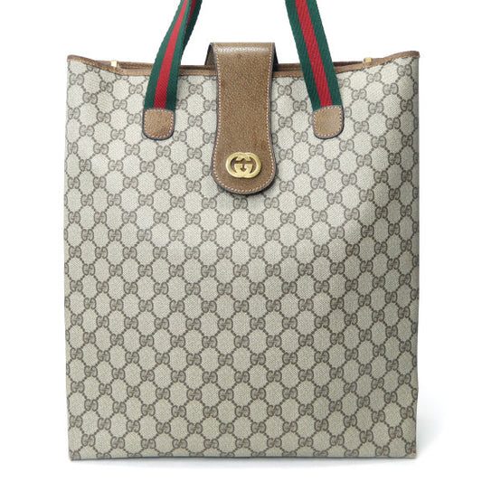 OLD Gucci 　GGベロ付き トートバッグ（茶）