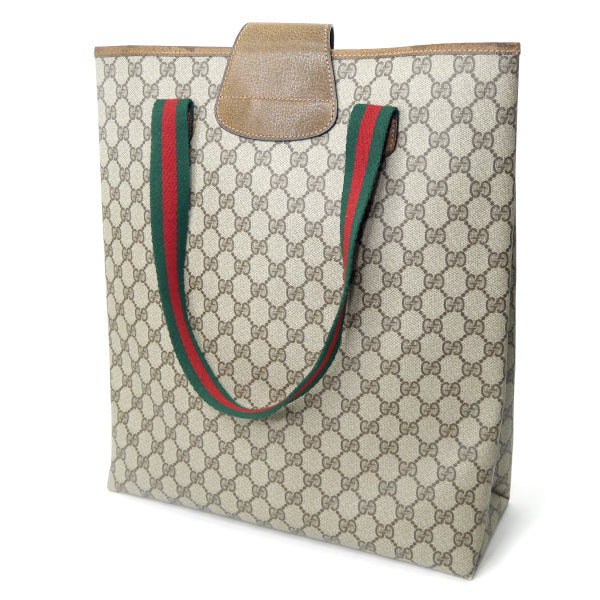 OLD Gucci 　GGベロ付き トートバッグ（茶）