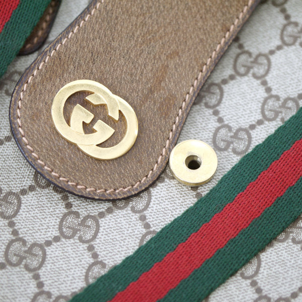 OLD Gucci 　GGベロ付き トートバッグ（茶）
