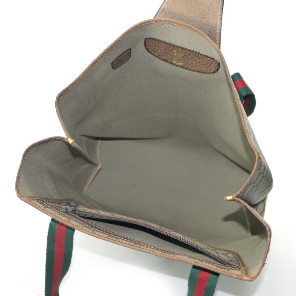 OLD Gucci 　GGベロ付き トートバッグ（茶）