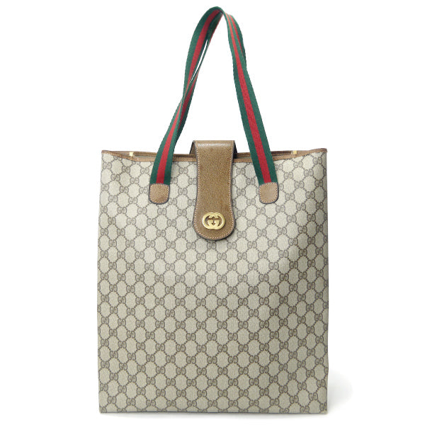 OLD Gucci 　GGベロ付き トートバッグ（茶）