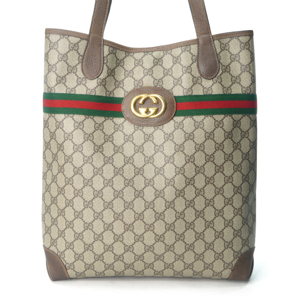 OLD Gucci エンブレムGGシェリートートバッグ（茶）