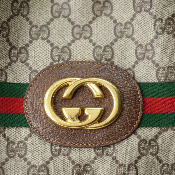 OLD Gucci エンブレムGGシェリートートバッグ（茶）