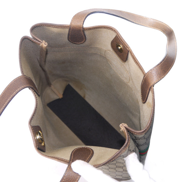 OLD Gucci エンブレムGGシェリートートバッグ（茶）