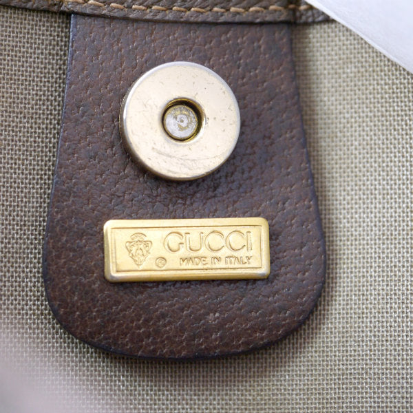 OLD Gucci エンブレムGGシェリートートバッグ（茶）