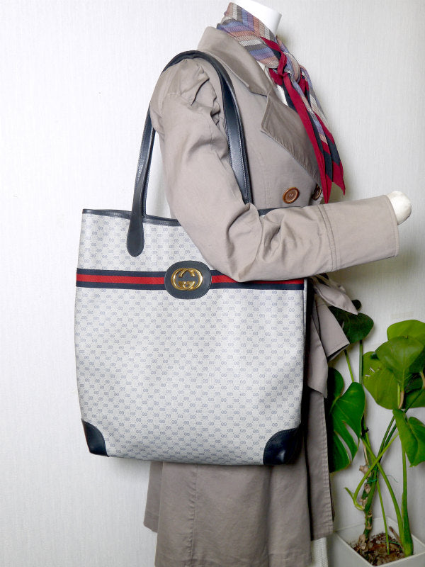 OLD Gucci 　シェリー×マイクロGGトートバッグ（青）