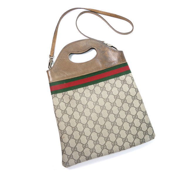OLD Gucci ＜訳あり＞ショルダー付ミニハンドバッグ（茶）