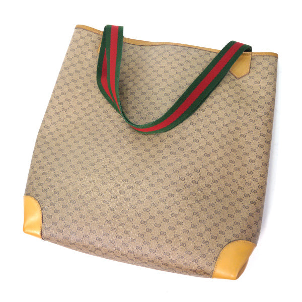 OLD Gucci マイクロGG革ポケット トートバッグ（ベージュ系）