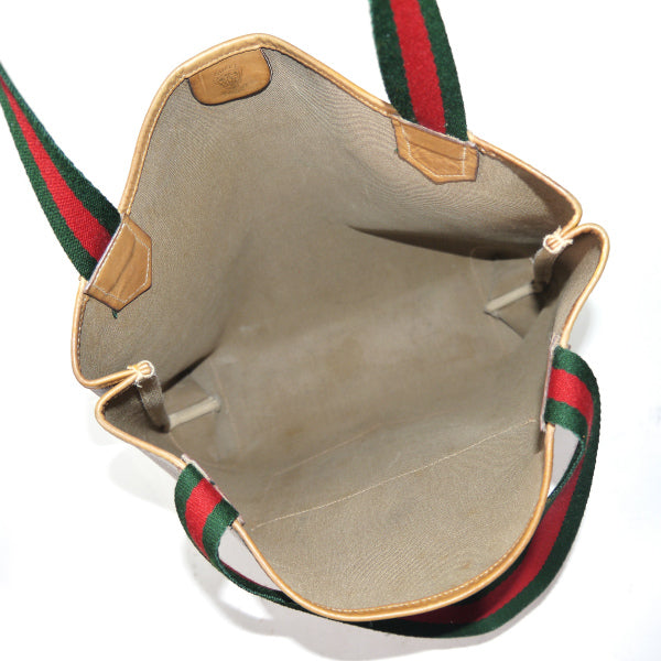 OLD Gucci マイクロGG革ポケット トートバッグ（ベージュ系）