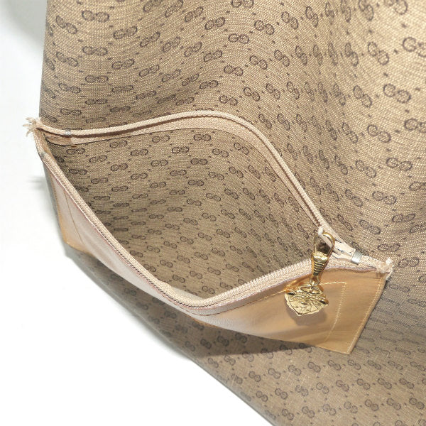 OLD Gucci マイクロGG革ポケット トートバッグ（ベージュ系）