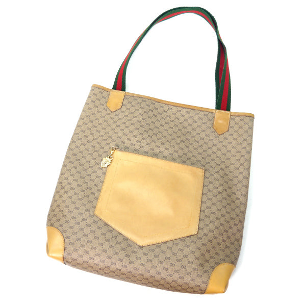 OLD Gucci マイクロGG革ポケット トートバッグ（ベージュ系）